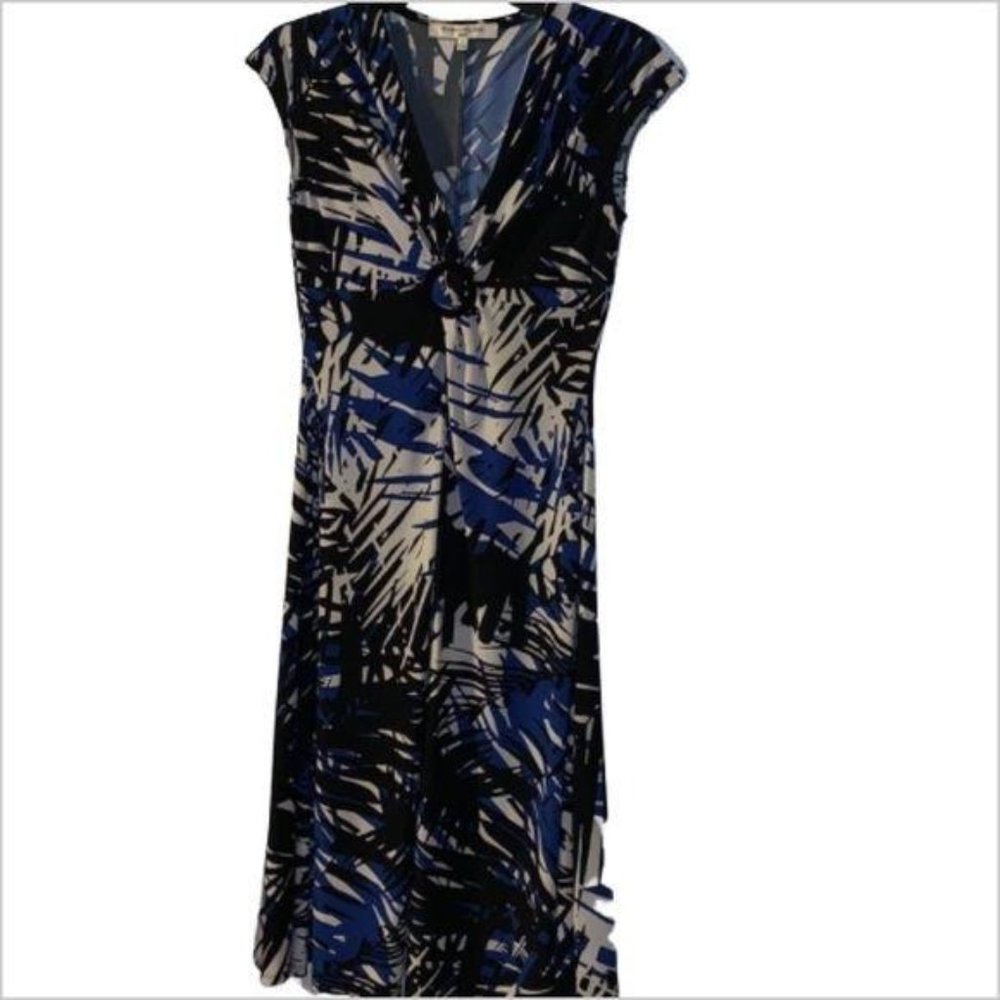 Evan Picone Black White Blue Ring Front Dress - Picture 2 of 8